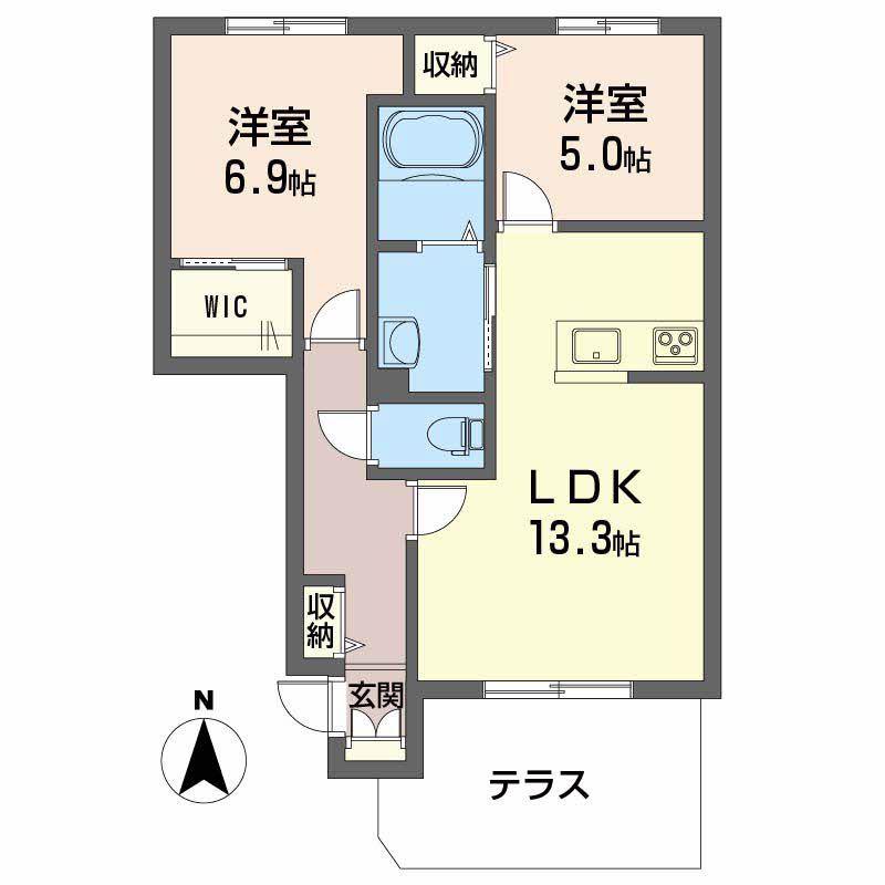 グランマスト久保田(2LDK/1階)の間取り写真