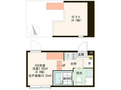 ハーモニーテラス金町III(ワンルーム/1階)の間取り写真