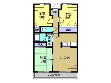 セレコート住道(3LDK/5階)の間取り写真