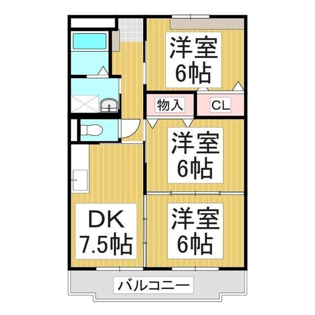 クリスタル萬月(3DK/1階)の間取り写真