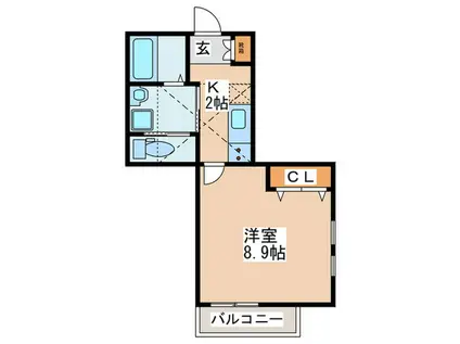 ソスピーロ(1K/2階)の間取り写真