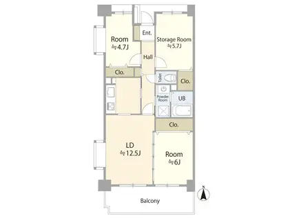 萬家第二ビル(3LDK/7階)の間取り写真