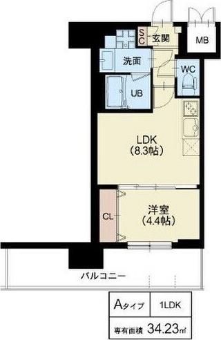 SPLENDIDE NAMBAIII(1LDK/6階)の間取り写真