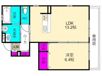 カームアンシャンテ(1LDK/1階)の間取り写真
