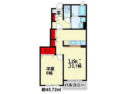 サニータウン曽根A棟(1LDK/1階)の間取り写真