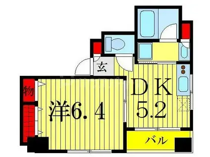 ブランネージュ(1DK/2階)の間取り写真