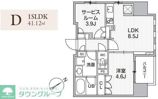 グランエール西日暮里ノース(1SLDK/14階)の間取り写真