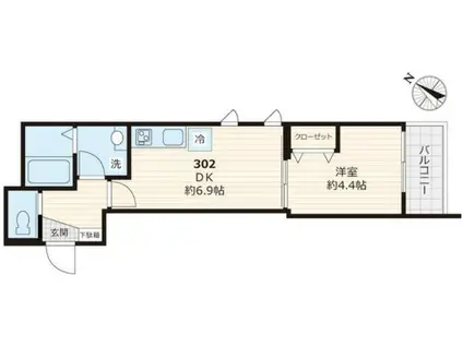 GRACE GARDEN グレースガーデン(1DK/3階)の間取り写真