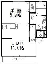 パインツリーE(1LDK/2階)の間取り写真