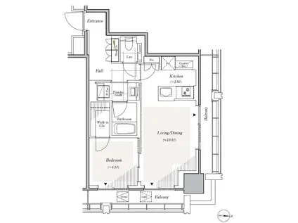 リビオレジデンス西麻布(1LDK/6階)の間取り写真