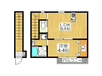 LUANA(1DK/2階)の間取り写真