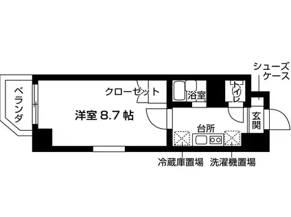 パルコーポ・アイII(ワンルーム/2階)の間取り写真