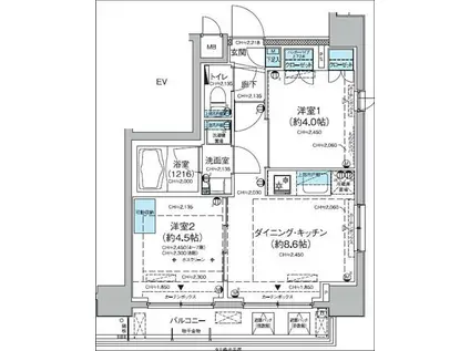 レジディア蒲田V(1LDK/12階)の間取り写真