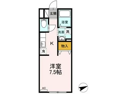 ルグランミキC(1K/2階)の間取り写真