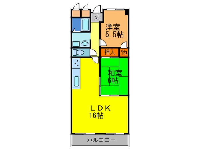 ロイヤルツカワキ(2LDK/1階)の間取り写真