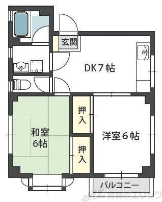 リンク五月が丘(2DK/3階)の間取り写真