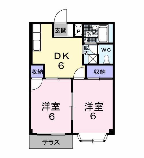 エルディム米山I(2DK/1階)の間取り写真
