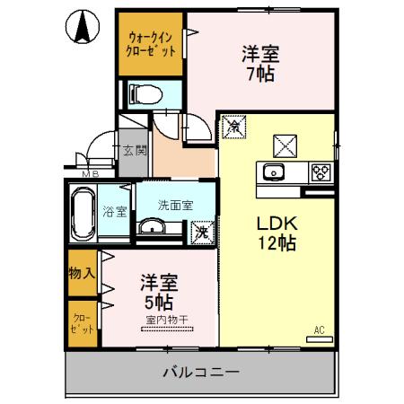 アルヴィスコート(2LDK/1階)の間取り写真