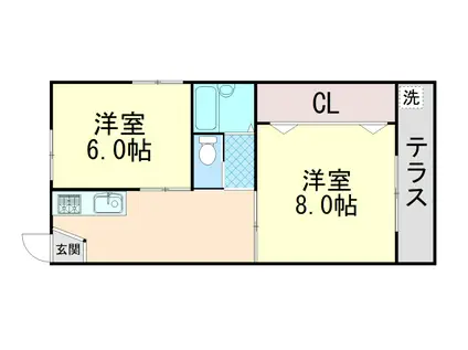 シティライフ43タカハ(2K/2階)の間取り写真