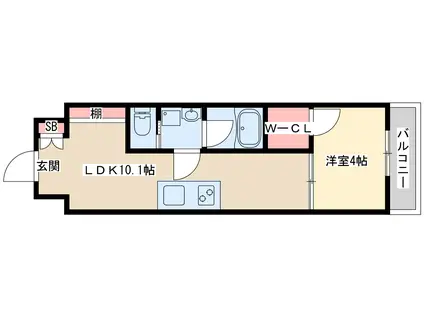 リビー東三国(1LDK/8階)の間取り写真