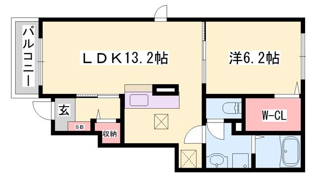 エレガンテ ヴィラIII(1LDK/1階)の間取り写真