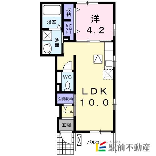 ベルアンジュ I(1LDK/1階)の間取り写真
