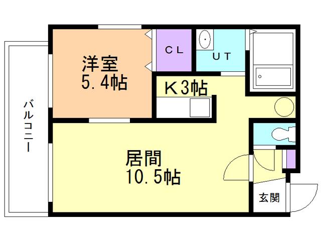 プレジャー室蘭駅前II(1LDK/4階)の間取り写真
