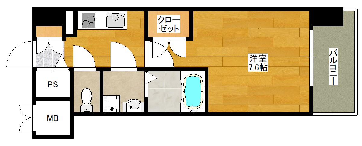 WGB江坂(1K/2階)の間取り写真