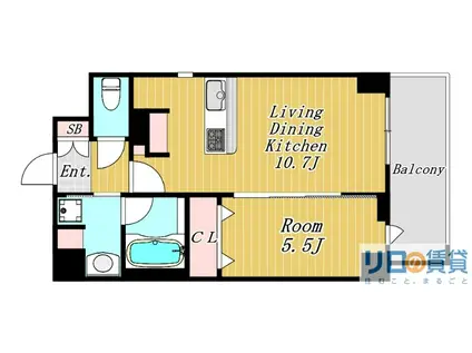 ハピネスガーデン新大阪(1LDK/5階)の間取り写真