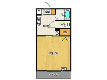 アムール(1DK/2階)の間取り写真