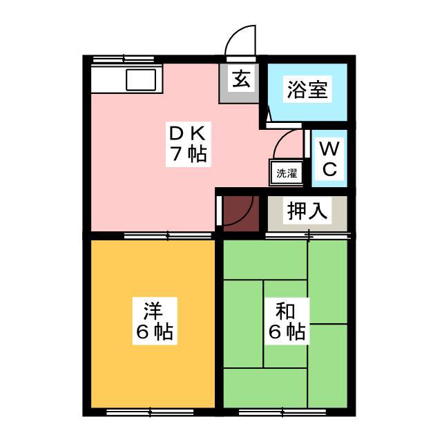 メゾン鎌倉(2DK/1階)の間取り写真
