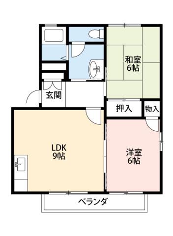 ロジュマン都府楼(2LDK/2階)の間取り写真