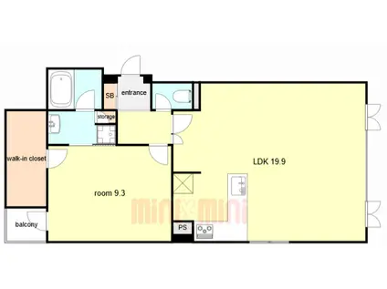 エクセレント芦屋(1LDK/3階)の間取り写真