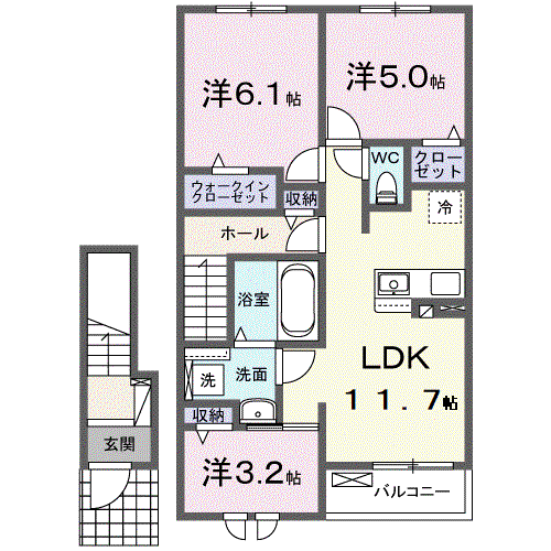 エスプレッシーヴォ(3LDK/2階)の間取り写真
