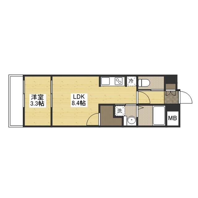 月光福山中央壱番館(1LDK/1階)の間取り写真