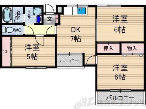 シャングリラ鮎川(2LDK/1階)の間取り写真