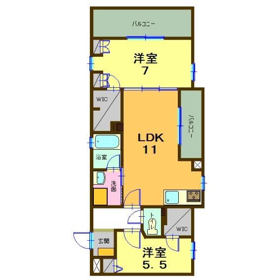 リバーパーク桜堤(2LDK/3階)の間取り写真