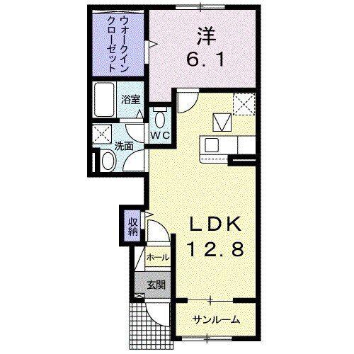 エベントIIB(1LDK/1階)の間取り写真