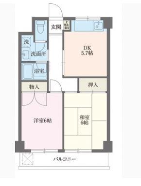 レジデンス中島(2DK/4階)の間取り写真