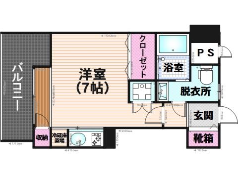 エステートモア高宮レーブ(1K/2階)の間取り写真
