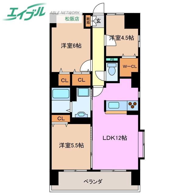 ソレイユ11(3LDK/3階)の間取り写真
