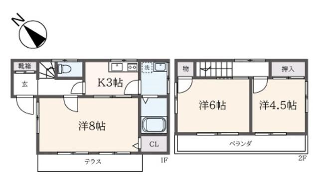 京王線 調布駅 バス乗車時間：10分 最寄りバス停で下車 徒歩4分 2階建 築44年(3K/1階)の間取り写真