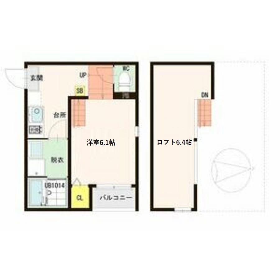 スエルテ(ワンルーム/2階)の間取り写真
