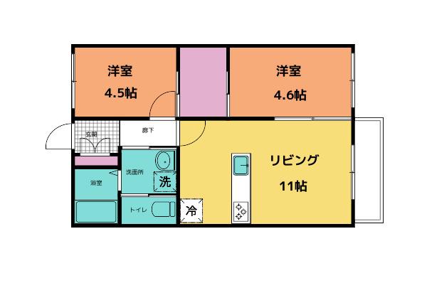 フレグランス高玉(2LDK/1階)の間取り写真