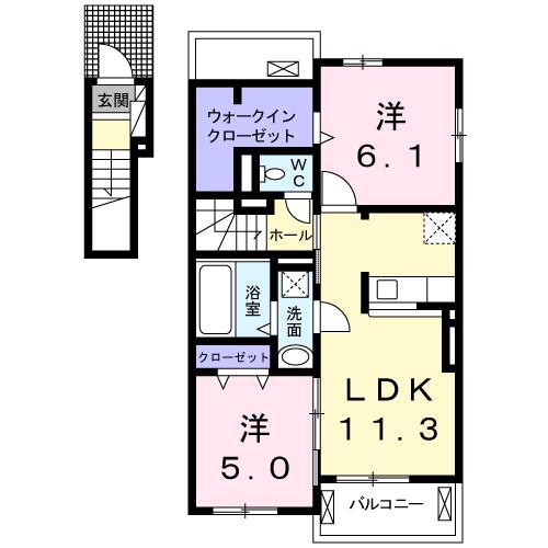 サニーハウス(2LDK/2階)の間取り写真