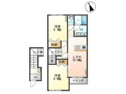 オリエンタルコート・K(2LDK/2階)の間取り写真