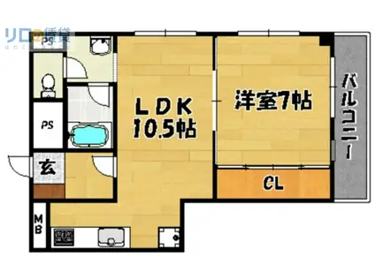 金川マンション(1LDK/4階)の間取り写真