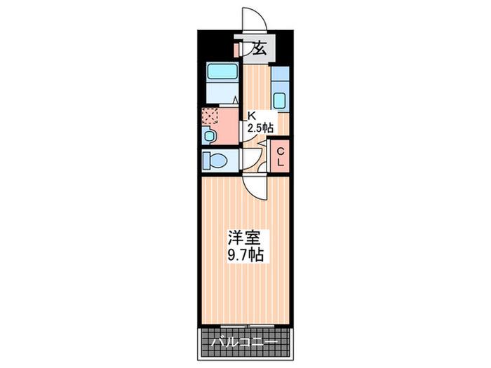ルーナパッソ(1K/3階)の間取り写真