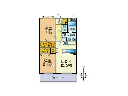 ヴィラージュ(2LDK/1階)の間取り写真