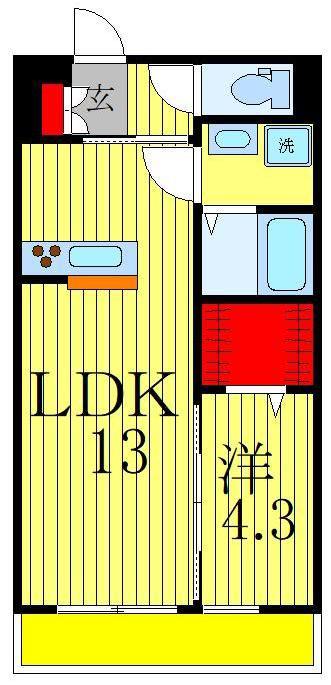 リブリ・二ツ木(1LDK/3階)の間取り写真